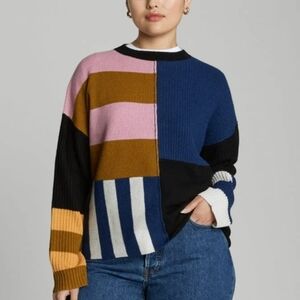 Everlane Multicolor Patchwork Sweater, Size M